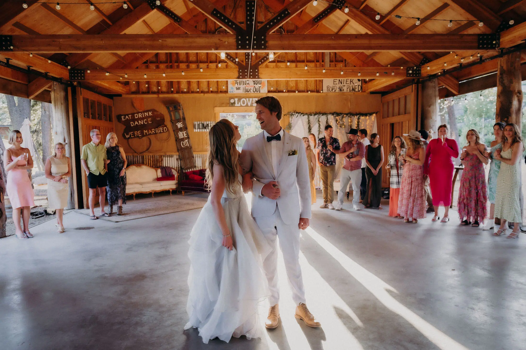 Dancing in the covered dance hall.
